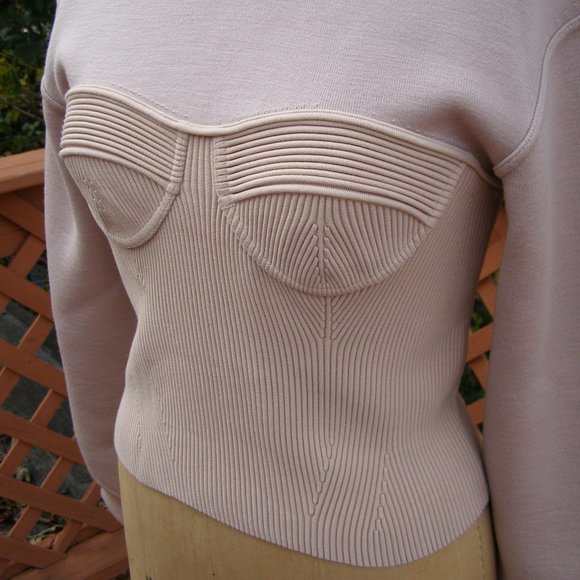 NWOT $2470 Alexander McQueen Corset Puff-sleeve Cotton Sweatshirt Knit top - Picture 12 of 13